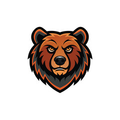 Bear Head animal logo illustration on white background 