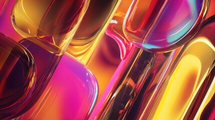 Vibrant abstract glass shapes with colorful hues.