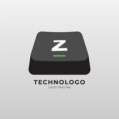 A modern logo design featuring a stylized keyboard key shape, perfect for technology brands, software companies, coding platforms, e-learning, or digital product startups.