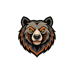 Obraz premium Bear Head animal logo illustration on white background 
