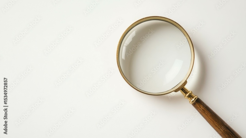 Poster magnifying glass on white background in studio setting