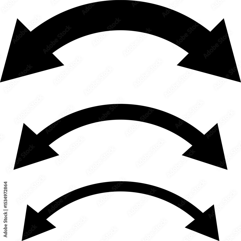 Wall mural set of double sided arrows of different sizes. vector illustration of three bold double arrows in va