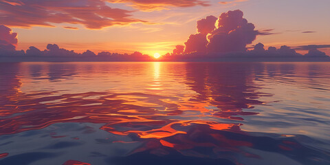sunset over the lake