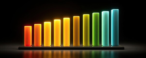 Obraz premium Consumer optimism and investment support level concept. Colorful bar graph representing data growth and analysis trends.