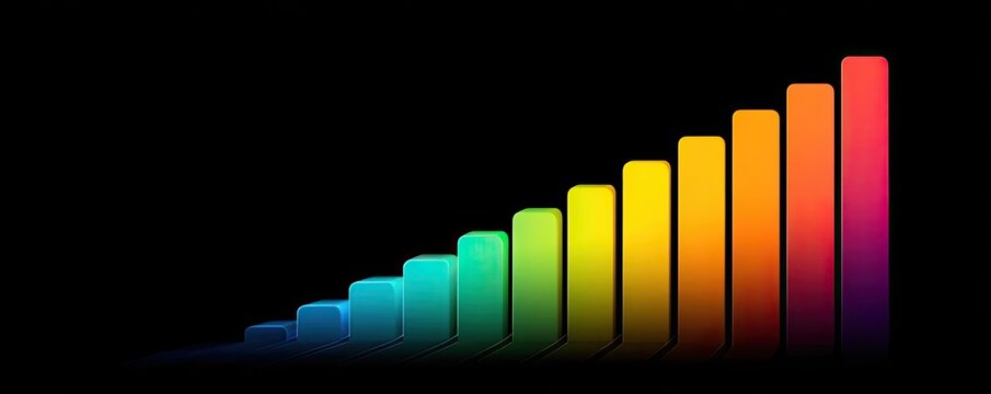 Consumer optimism and investment support level concept. Colorful soundwave graph representing audio levels and intensity.
