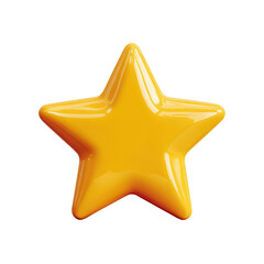 A shiny yellow star object on transparent background