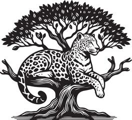 Black and White Jaguar Vector Illustration – Minimalist Wild Cat Silhouette Art  © Sarmad