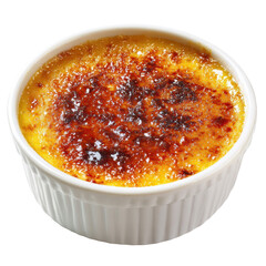 Delicious creme brulee topped with caramelized sugar crust. transparent background