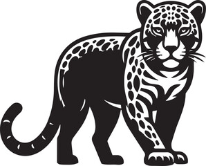 Black and White Jaguar Vector Illustration – Minimalist Wild Cat Silhouette Art	