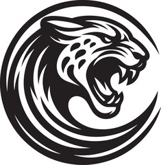 Black and White Jaguar Vector Illustration – Minimalist Wild Cat Silhouette Art	