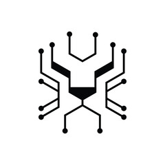 combination of lion face with integrated circuit logo vector