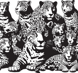 Black and White Jaguar Vector Illustration – Minimalist Wild Cat Silhouette Art	