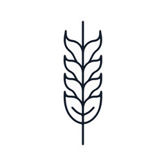 Minimalist black and white wheat icon on plain background, simplicity