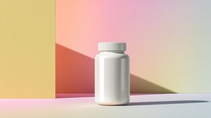 Minimalist design of modern probiotic supplement in vibrant studio setting