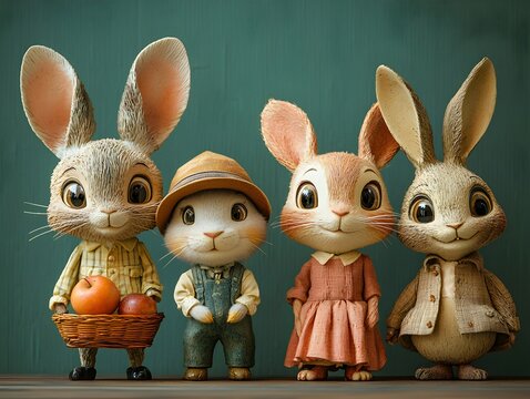 a group of three rabbits standing next to each oth