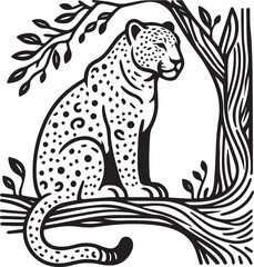 Black and White Jaguar Vector Illustration &ndash; Minimalist Wild Cat Silhouette Art	