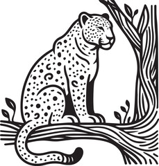 Black and White Jaguar Vector Illustration – Minimalist Wild Cat Silhouette Art	