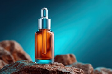 Naklejka premium Amber glass dropper mockup