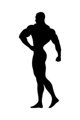 Silhouette of a muscular bodybuilder flexing