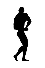 Silhouette of a muscular bodybuilder flexing