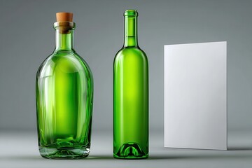 Antique green wine glass mockup