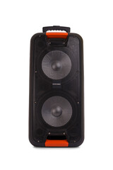 Audio loudspeaker box with clipping path isolated on white background. Speaker cabinet amplifier.