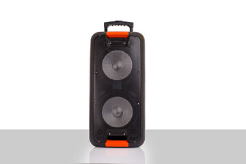 Audio loudspeaker box with clipping path isolated on white background. Speaker cabinet amplifier.