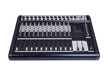 Audio sound mixer with clipping path isolated on white background.