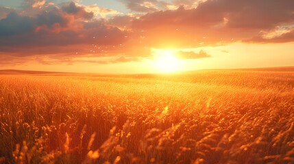 Fototapeta premium Golden Prairie Cinematic Landscape in Matte Style
