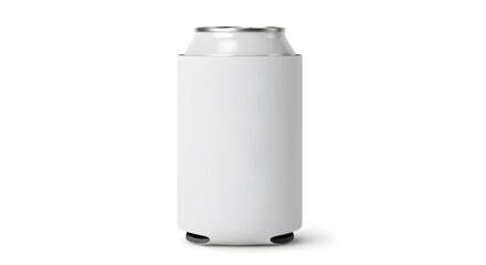 White Blank Can Cooler Mockup on White Background for Sublimation and Branding