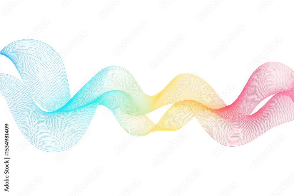 Poster pastel color waves flowing smoothly on transparent background, generating elegant gradient pattern w