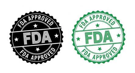 Obraz premium FDA Approved Stamp in Black and Green | Quality Control Seals for Medical and Pharmaceutical Products