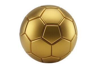 Golden soccer ball, sport equipment isolated on transparent background