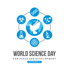 world science day for peace and development vector concept design