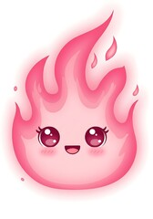 Pink Kawaii Flame: Cute Digital Art