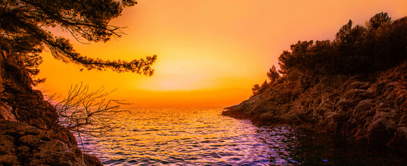 stunning summer landscape, popular croatian place - Premanture peninsula national park near Pula,...