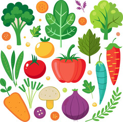 set of vegetables vector art illustration.eps