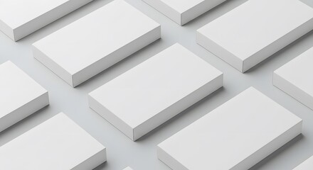 Blank White Product Boxes Arranged in a Pattern, Mockup Packaging for Branding and Presentation