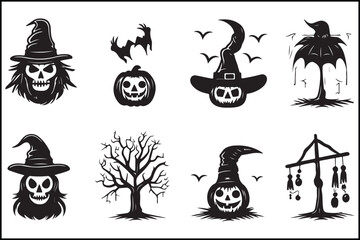 Evil Pumpkin and Haunted Skull Illustrations | Halloween Vector Art

