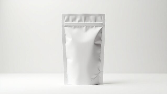 white plastic pouch on white for product placement 