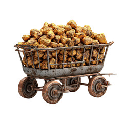 Gold Nuggets Mine Cart with Treasure, Wealth, and Riches.