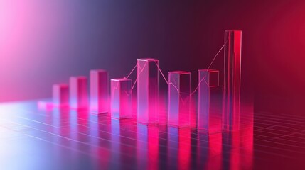 Income statement, layered graph data over clean background, 3D illustration.