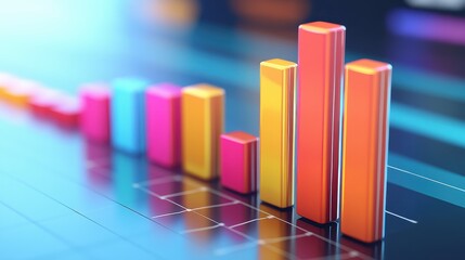 Income statement, layered graph data over clean background, 3D illustration.