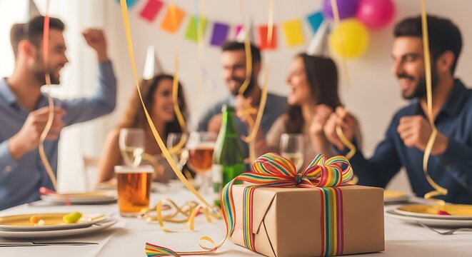 Festive Celebration: Friends Gather for a Birthday Party