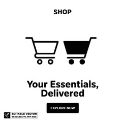 Shopping Cart Icon Set &ndash; E-commerce, Online Store, and Retail Basket Vector Symbols