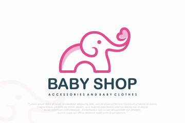 elephant logo baby and mom design template . vector illustration