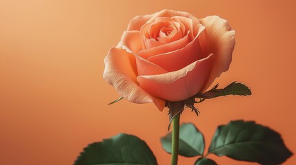 Peach rose on orange backdrop