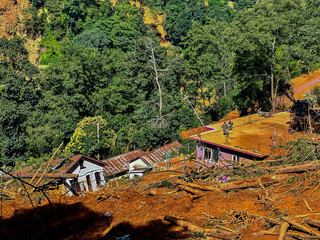 Landslides due to heavy rainfall in Charghare, Lalitpur, Nepal.