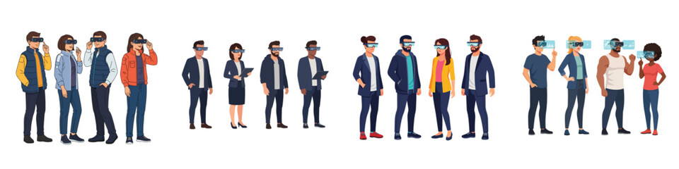 People Using Augmented Reality Glasses Illustration