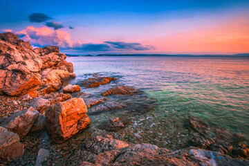 wonderful summer scenery, picturesque nature view in north Croatia, Rijeka resort, Kostrena beach,...